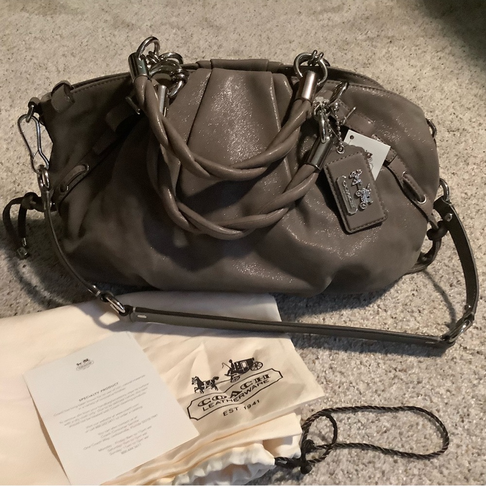 Coach Madison Flint Leather Pleated Satchel-NWT #D1182-17773